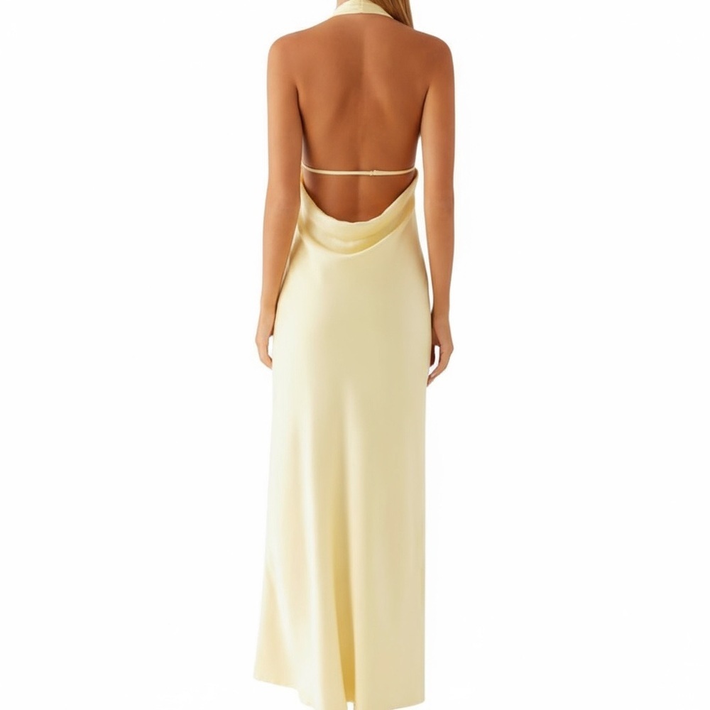 Women's Sleeveless Halter Long Open Back Summer Dress - Picture 3 of 10